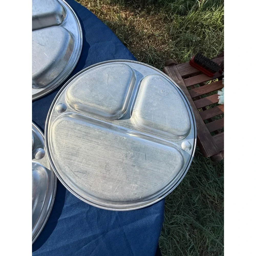 Vintage Aluminum Divided Mess Trays Set of 6 – Military Cafeteria Style Plates